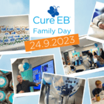 Collage of photos of Family Day, with the words Cure EB Family Day 24.9.2023